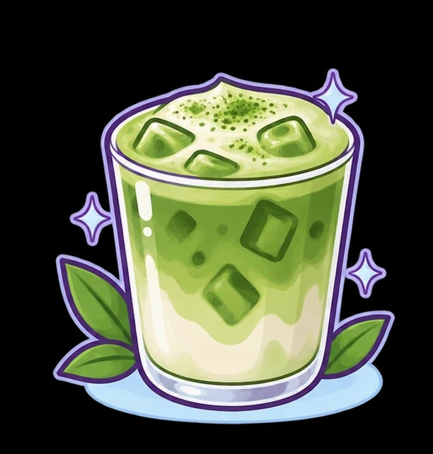 Illustration of classic matcha latte