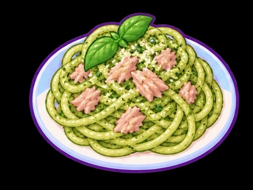 Illustration of tuna pesto pasta