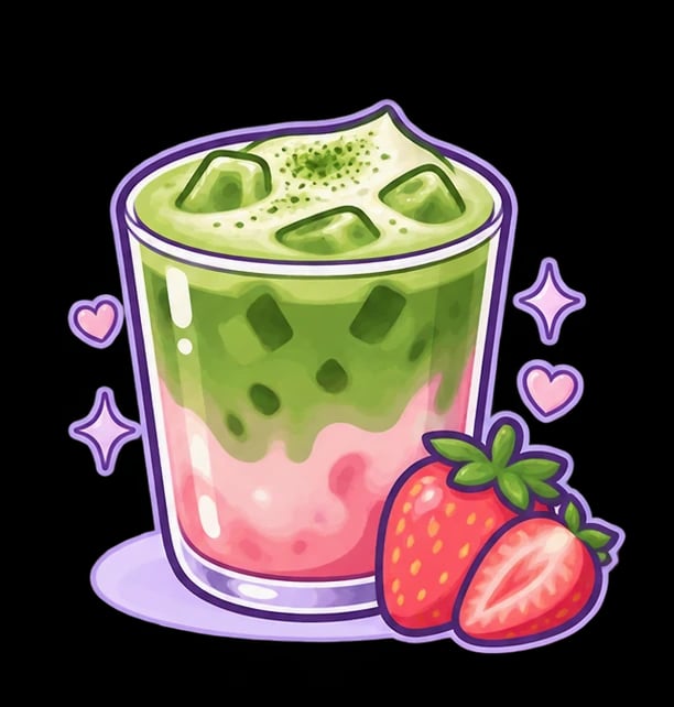 Illustration of strawberry matcha